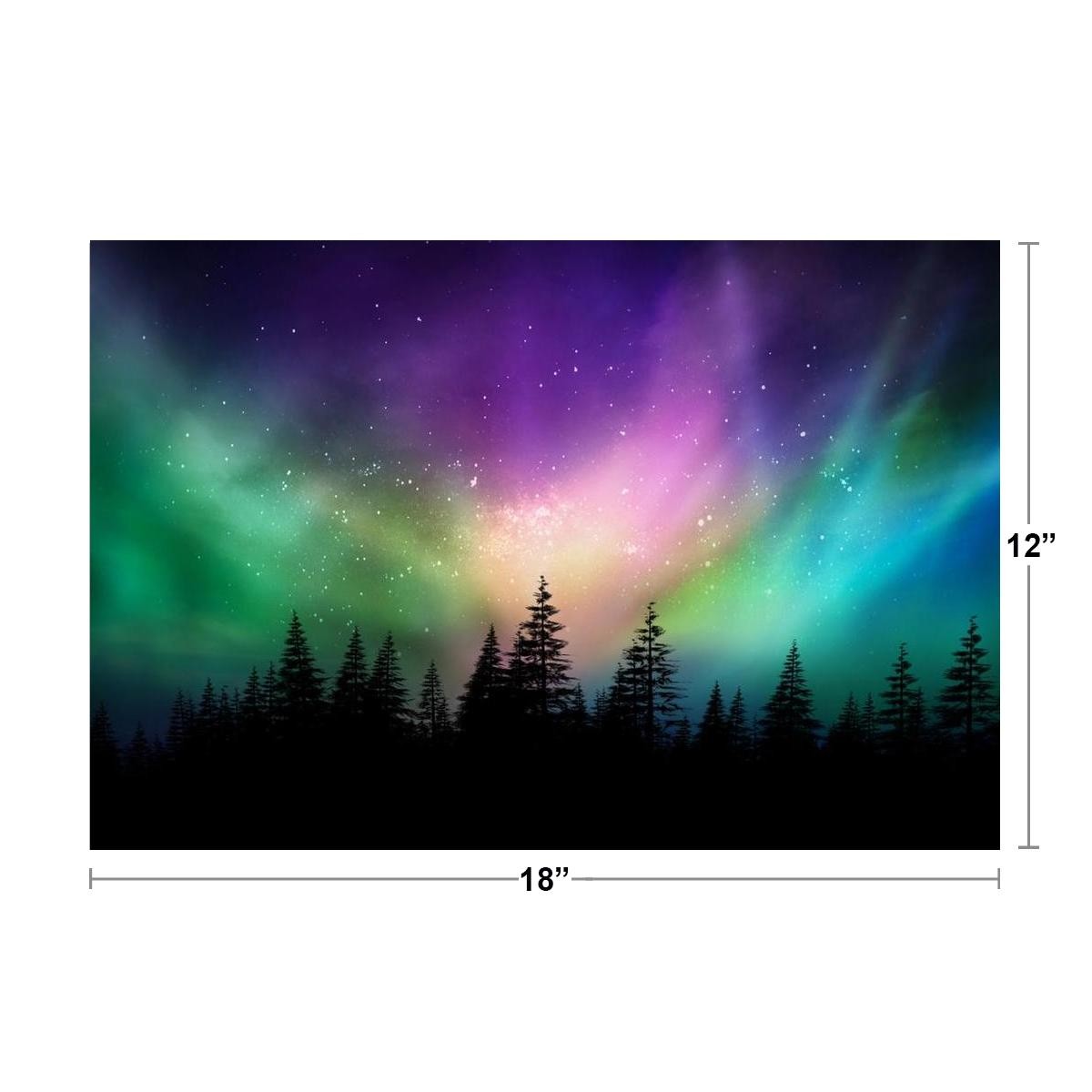 Aurora Borealis Northern Lights Canadian Forest Photo Art Print Poster 18×12