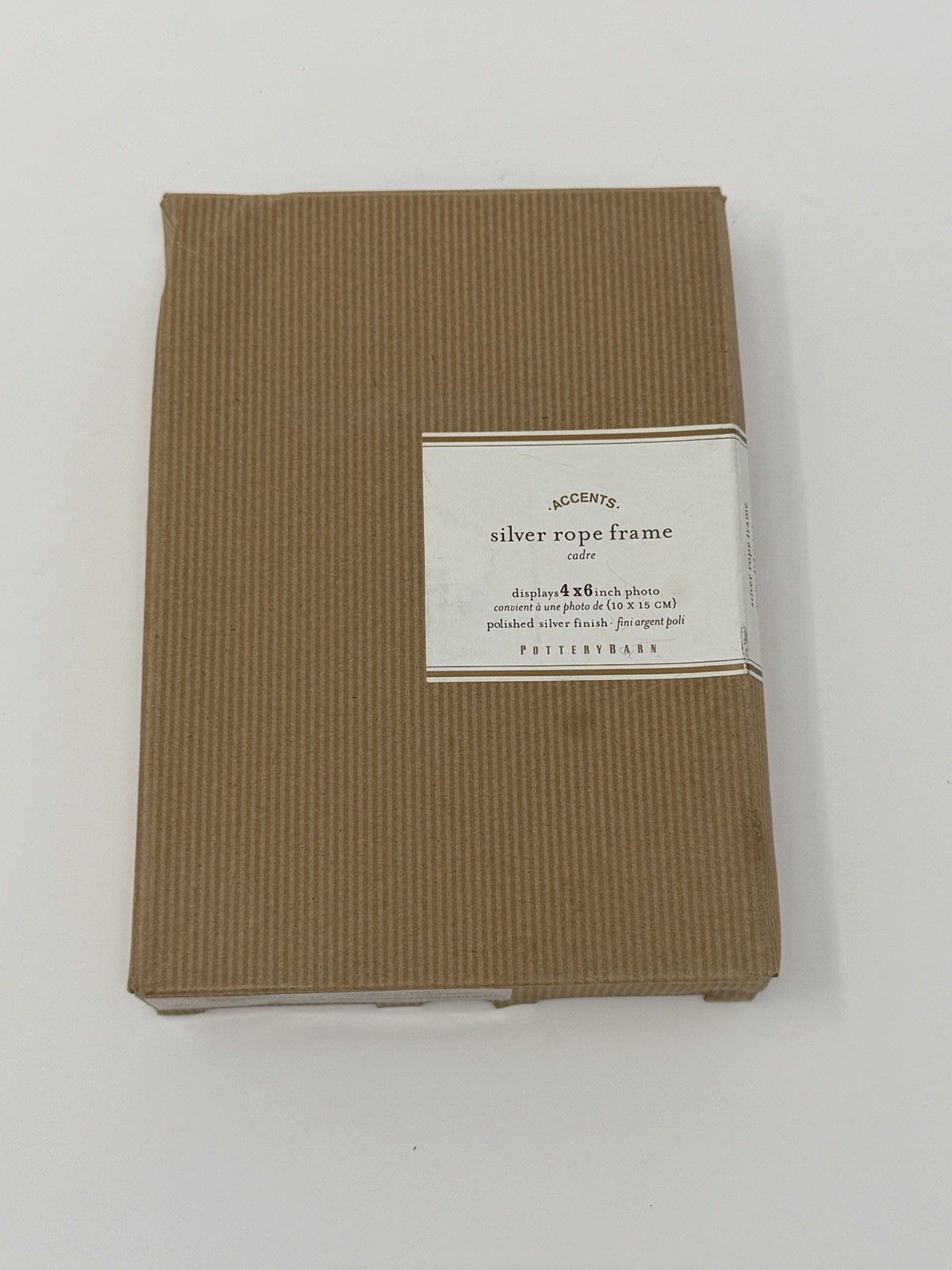 Pottery Barn Silver Rope Metal Photo Frame 4×6 Cadre New