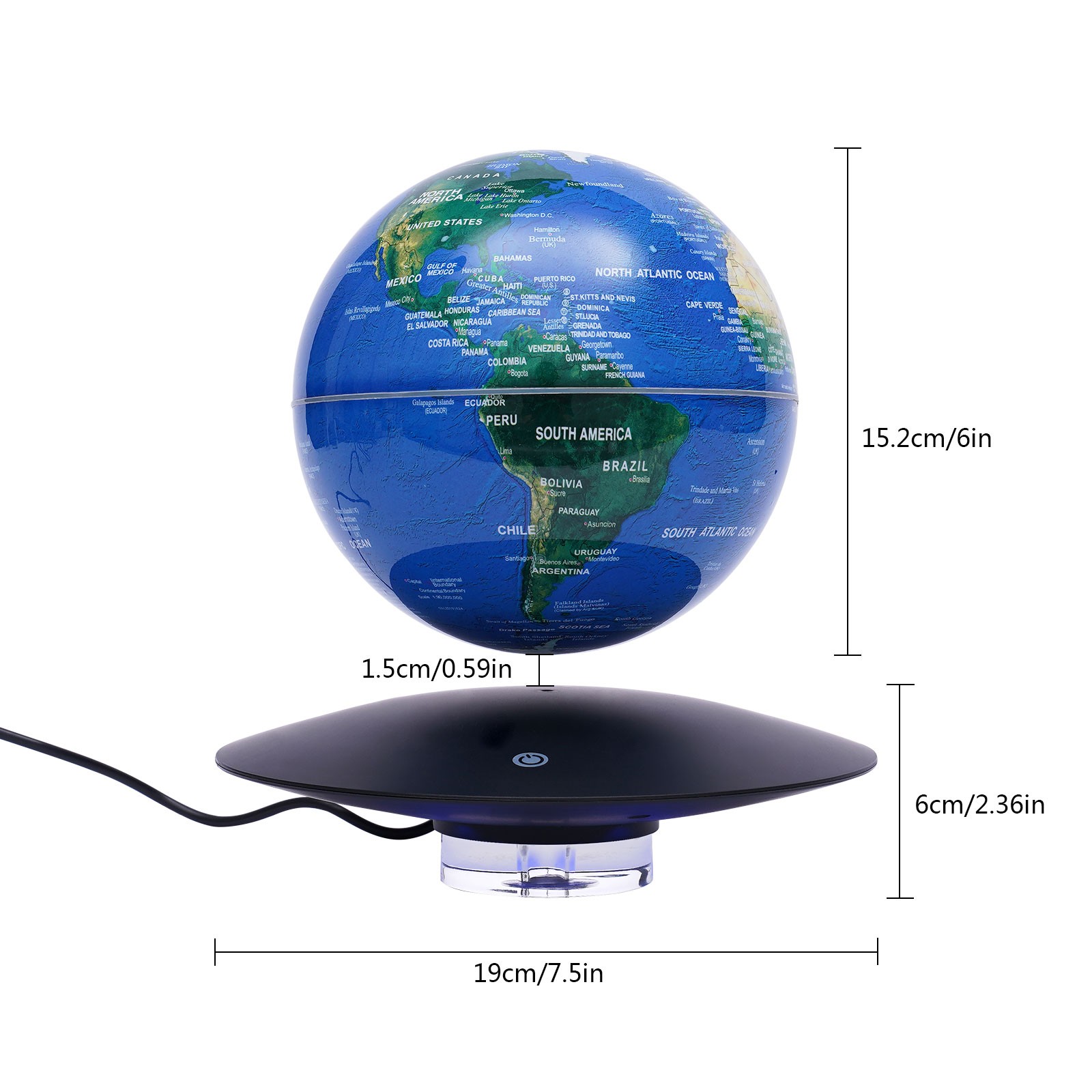 6in Magnetic Levitating Globe with LED Gradient Light Floating Earth Desk Decor