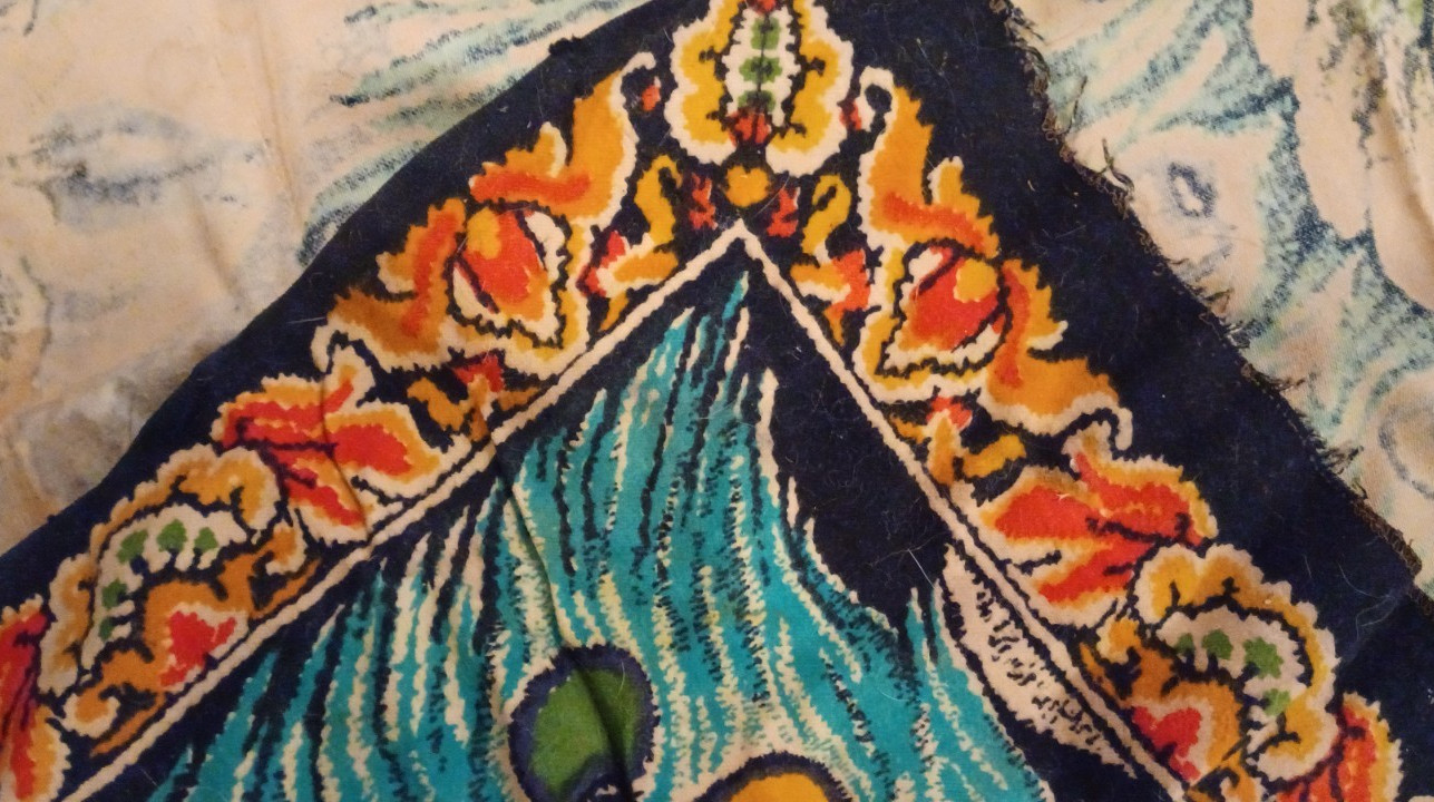 Peacock Tapestry VTG Wall Hanging Rug 37×58 Turkish Cotton Velvet Bird Art