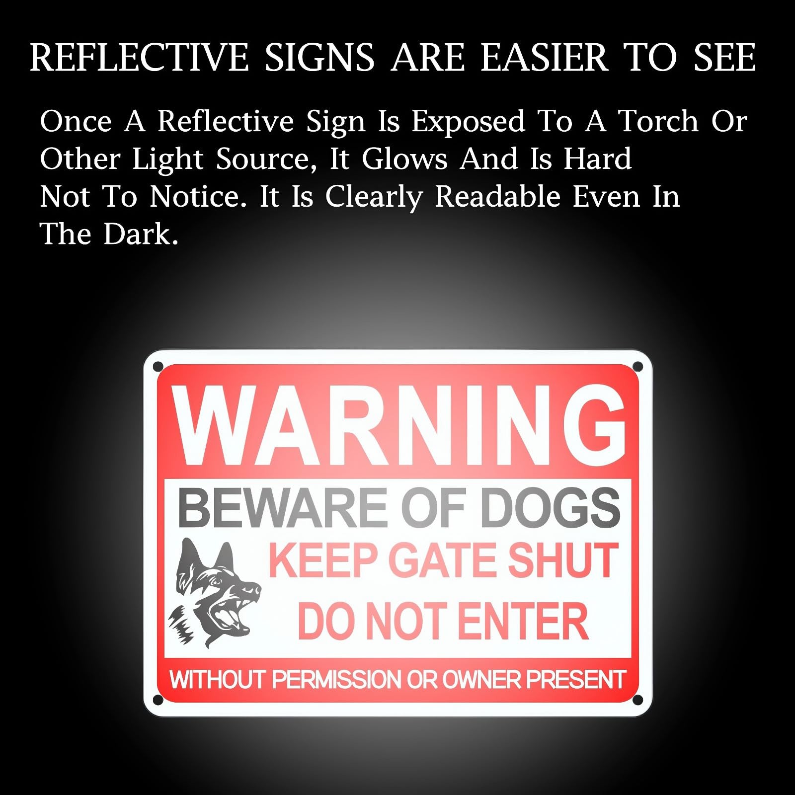 4 Pack Beware Of Dog Sign,12×8 Inches, With 12×8 red, white