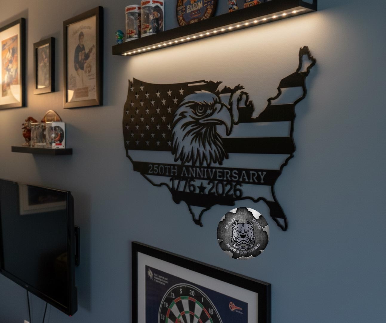 USA 250th Anniversary Metal Sign Patriotic Eagle 1776-2026 Wall Decor