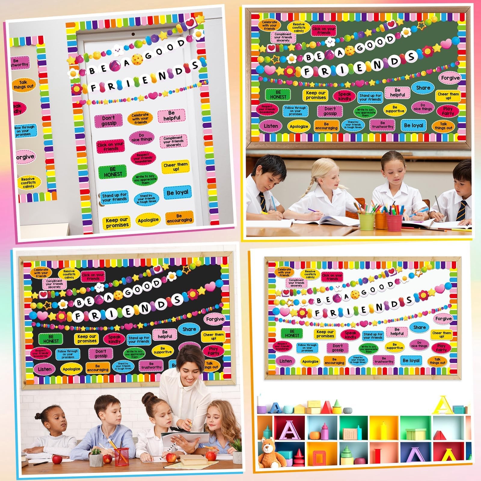 Back to Bulletin Board Set Friendship Bracelet Classroom Decorations Motivati
