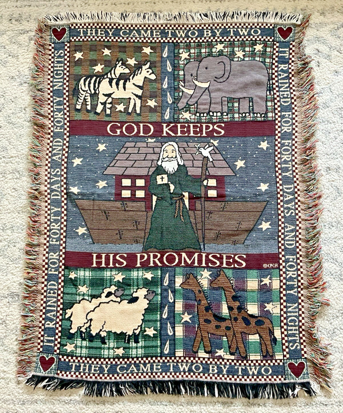 God Keeps His Promises Tapestry Blanket Christian Bible Nursery 42 x 30 in