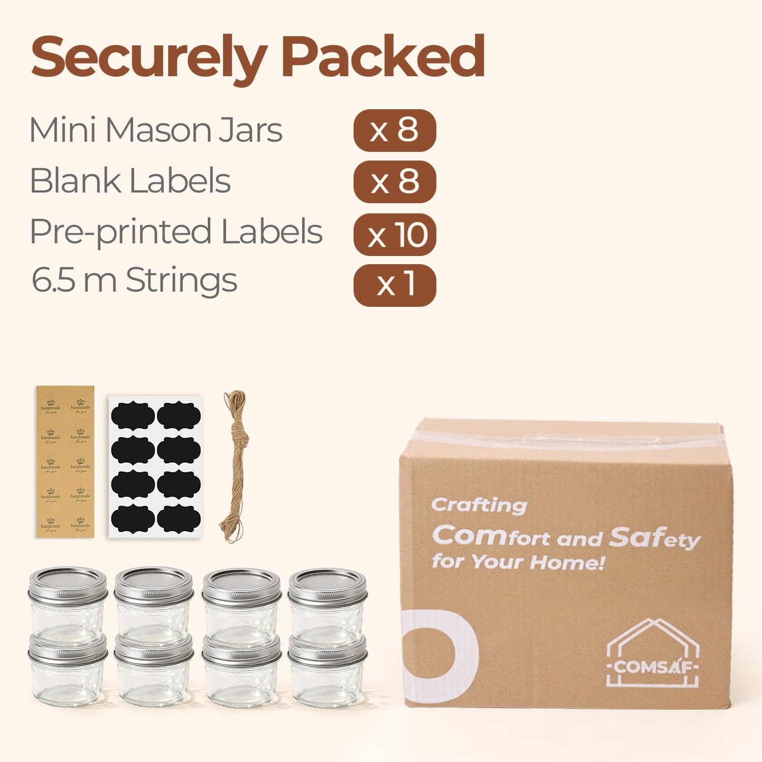 ComSaf Mini Mason Jars 4oz – 8 Pack, Regular Mouth 4oz*8 regular mouth, Clear
