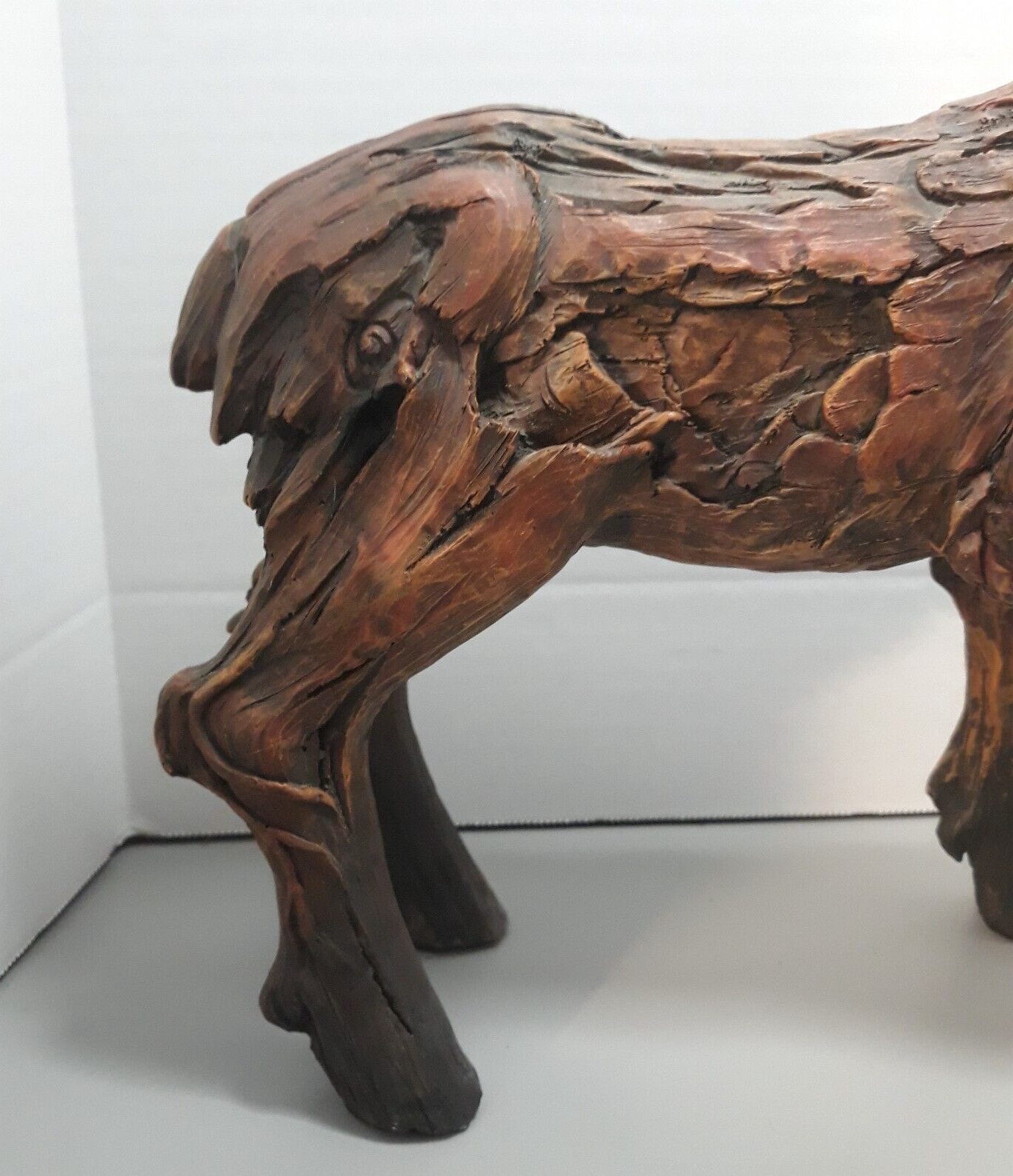 Large Rustic MOOSE Sculpture Mountain Lodge Lake Home Faux Wood Rural 14″ x 12″