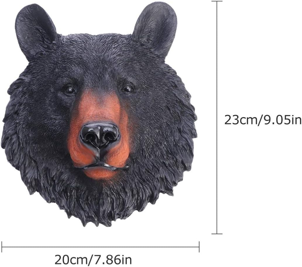 VOSAREA Animal Head Wall Art Resin Bear Head Plaque Wall Sculpture Bear Face Min