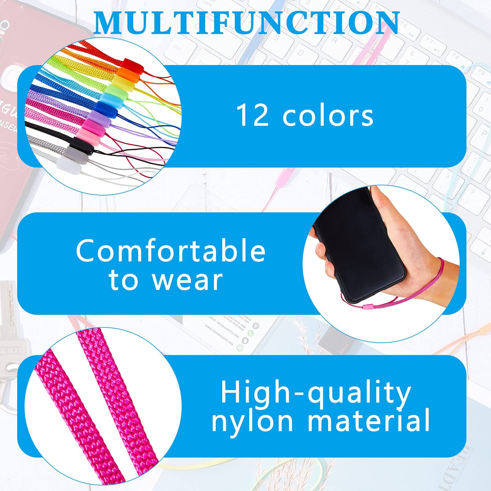 Shappy 100 Pcs Hand Wrist Strap Lanyard 6.9 X 0.15 X 0.04 Inch, Multicolor