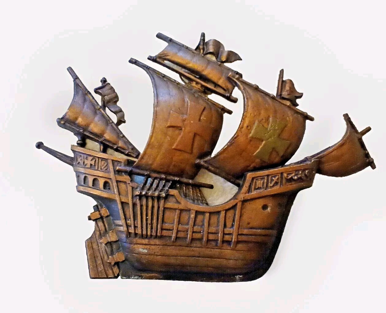 VINTAGE METAL CLIPPER 3D SAILING SHIP WALL ART MCM NAUTICAL 11.5″ x14.5″