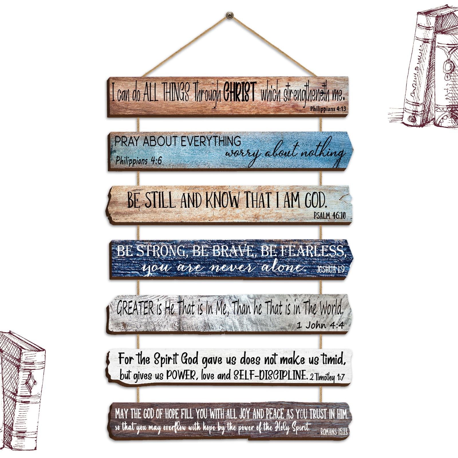 Christian Wall Art Gifts for Men – 7-tier Inspirational Wooden Bible Verses W…