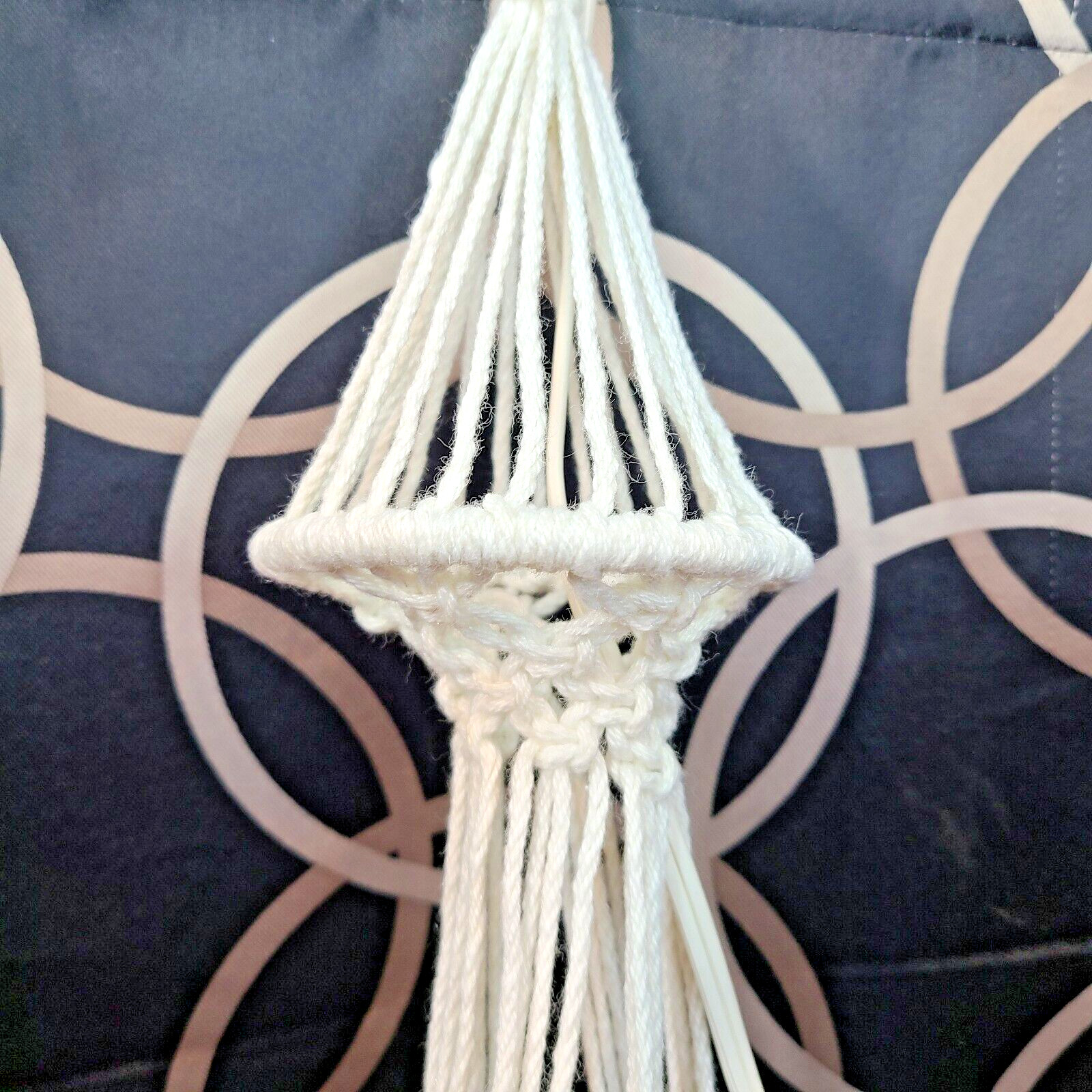 Hanging Plant Faux Red Flowers Macrame Lighted 46″ Vintage Retro Decor see video