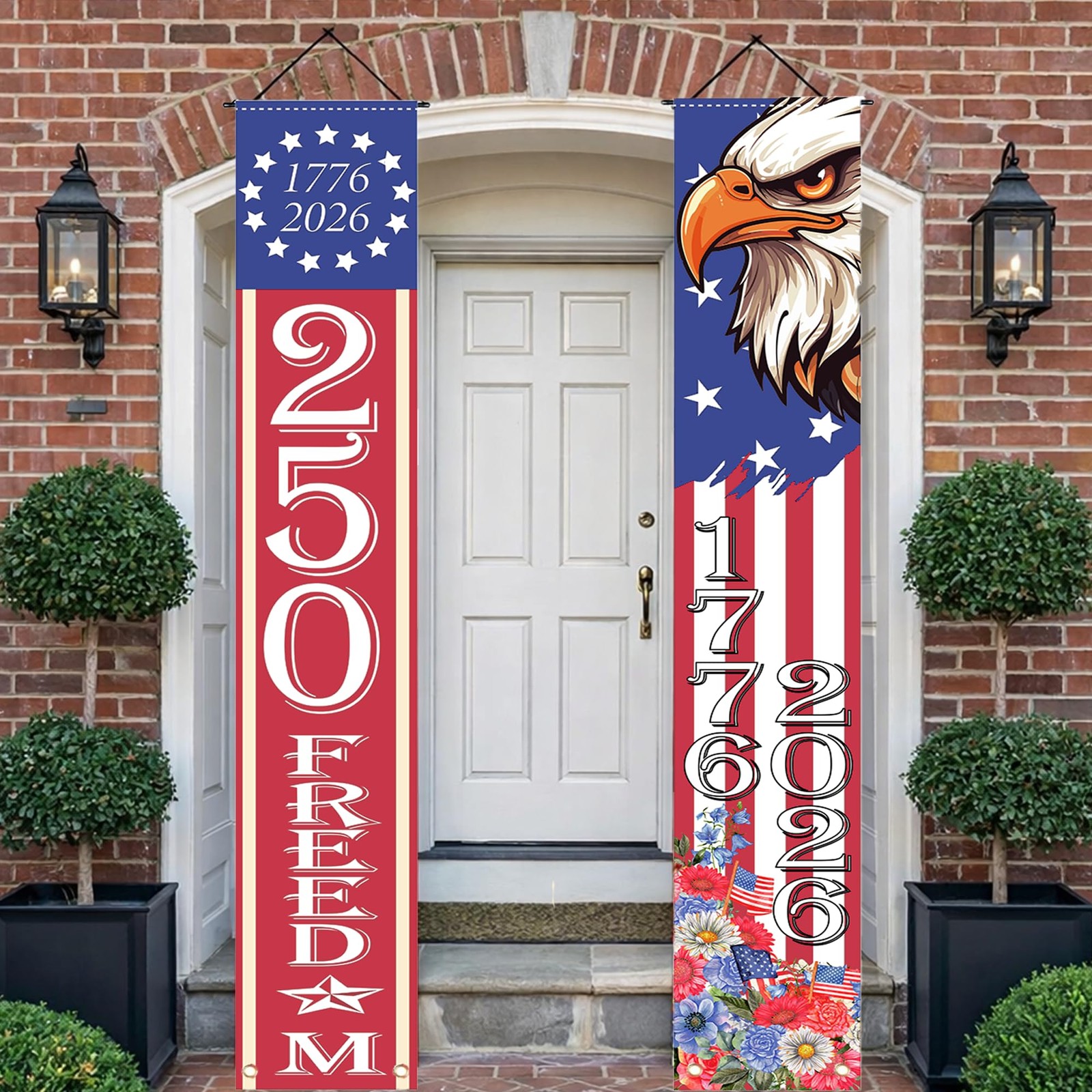 250th Anniversary Decorations Patriotic America Porch Banner for Memorial Da…