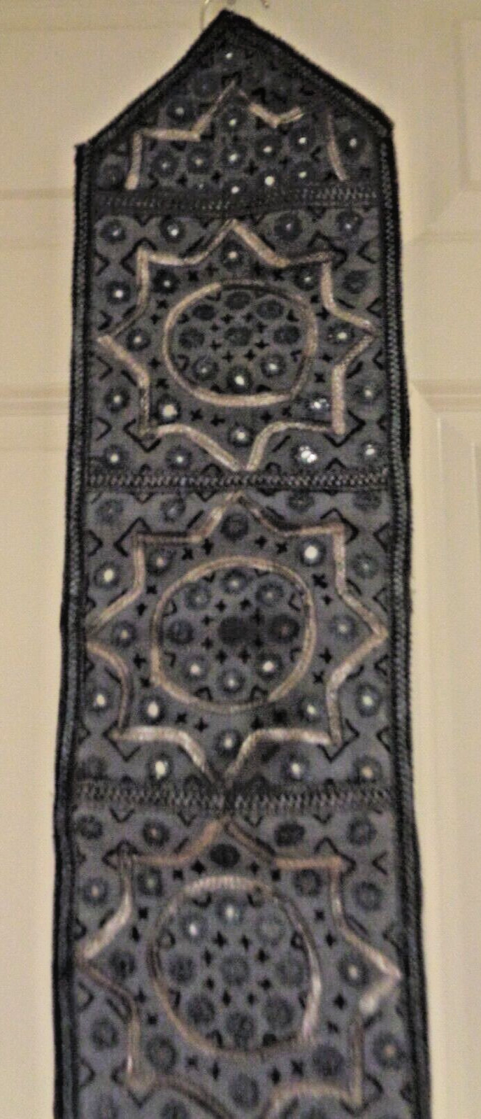 Handmade Indian/Pakistani Mirror Embroidery 3 slots Letter Holder Wall Hanging