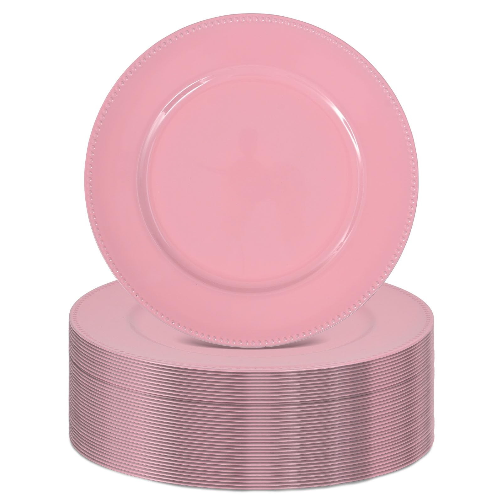 Fxks 36 Pcs Pink Charger Plates 13 Inch Round Plastic Chargers For Dinner