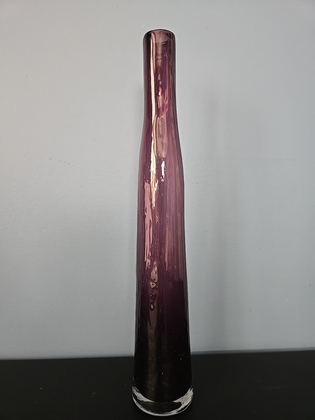 Hand Blown Amethyst Purple Bud Vase 15 Inches Tall
