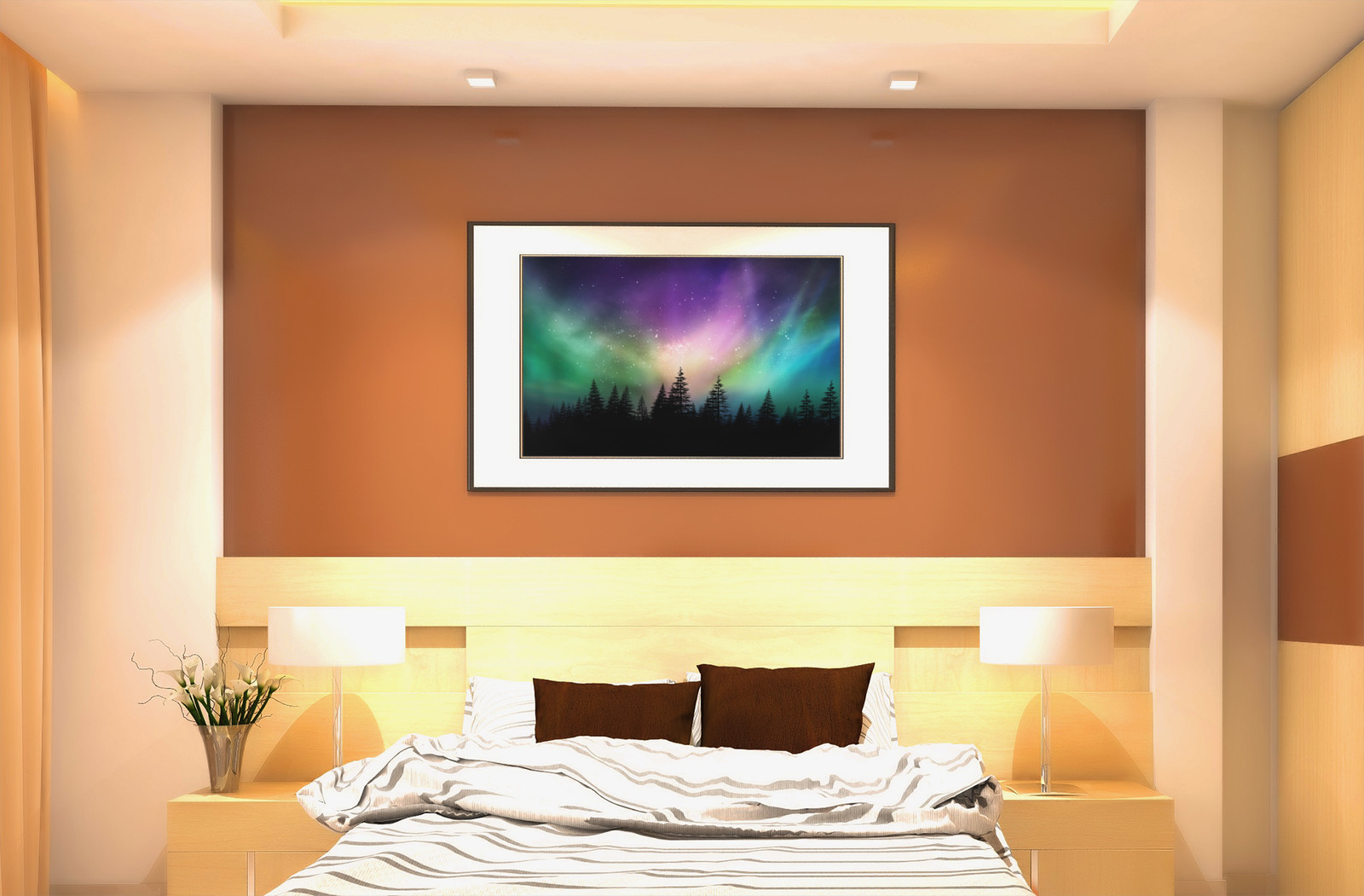 Aurora Borealis Northern Lights Canadian Forest Photo Art Print Poster 18×12