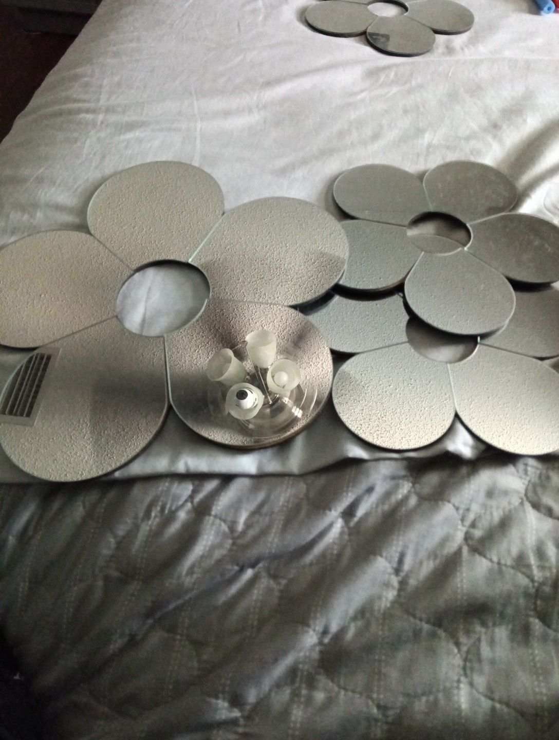 Lot 4 Flower Shape Wall Mirrors Decorative Accent Mirrors 12in & 9in Modern Dec