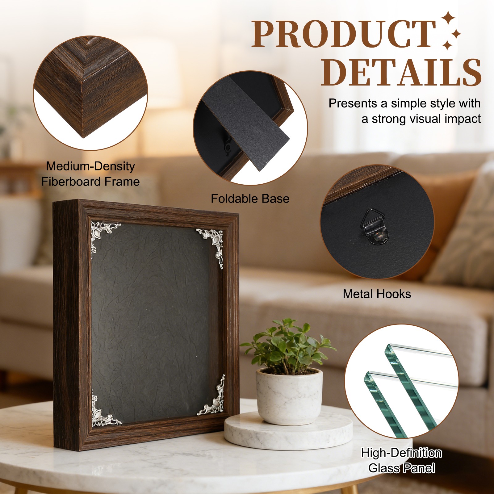 Specimens Display Frame, 11.7 x 8.2 Inch Shadow Box Mini Memory Box Frame, Brown