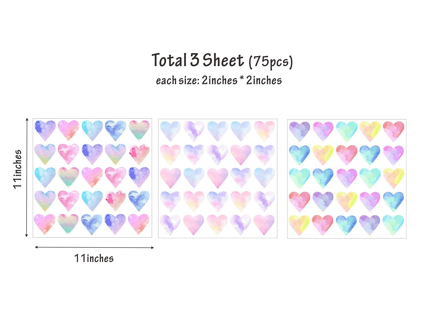 Wall Decals Watercolor Hearts Wall Stickers Heart Wall Decals for Girls Bedroom