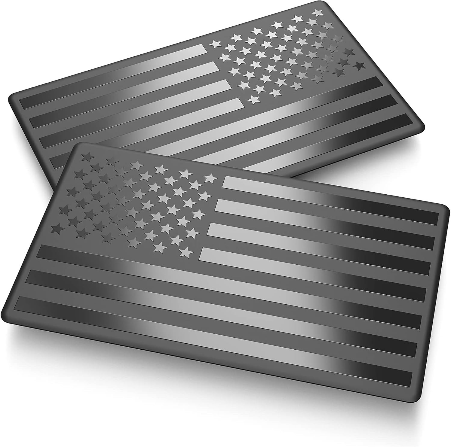 2 Pack Car American Flag Sticker, Black 3D US Decal for Vehicles, 5″X 3″ Small U