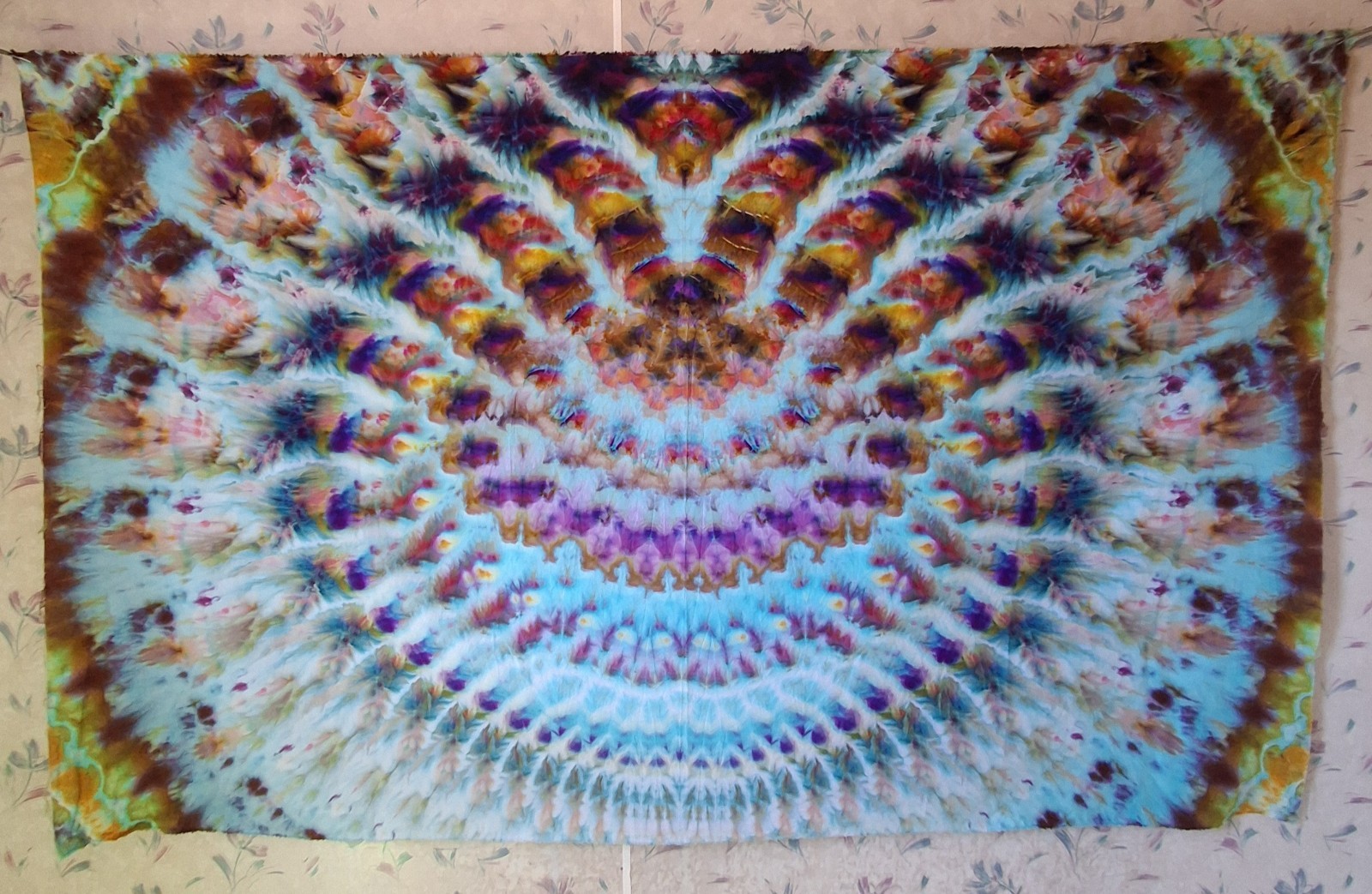 Trippy Quality Handmade Tie Dye Tapestry 42 × 72 In. Psychadelic Rolling Waves!