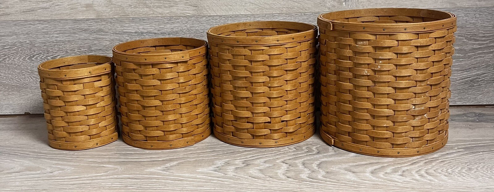 Longaberger 2006 Canister Basket Set 4 Woven Maple No Lids