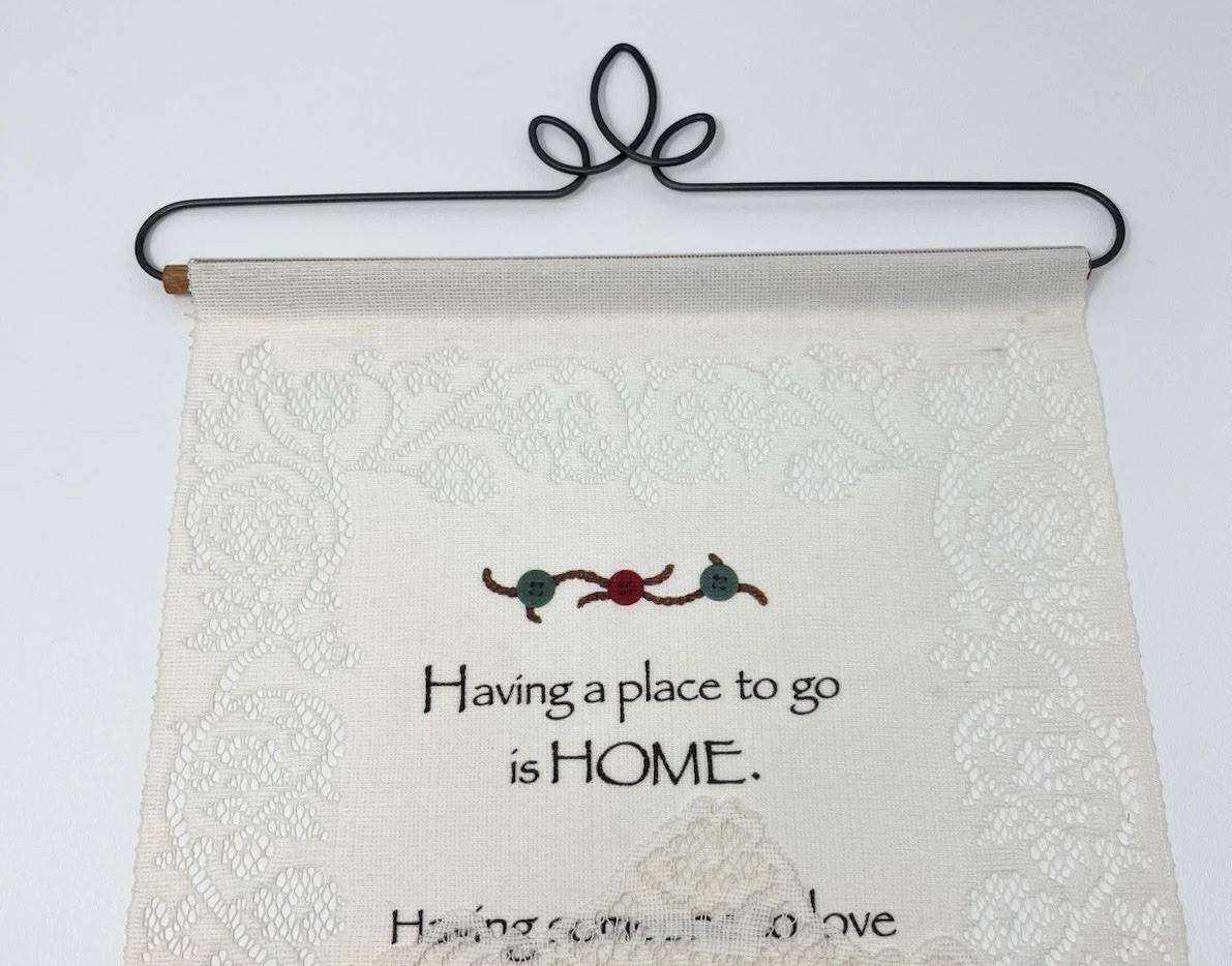 Vintage Lace Home Family Blessing Religious Wall Hanging Country Primitive