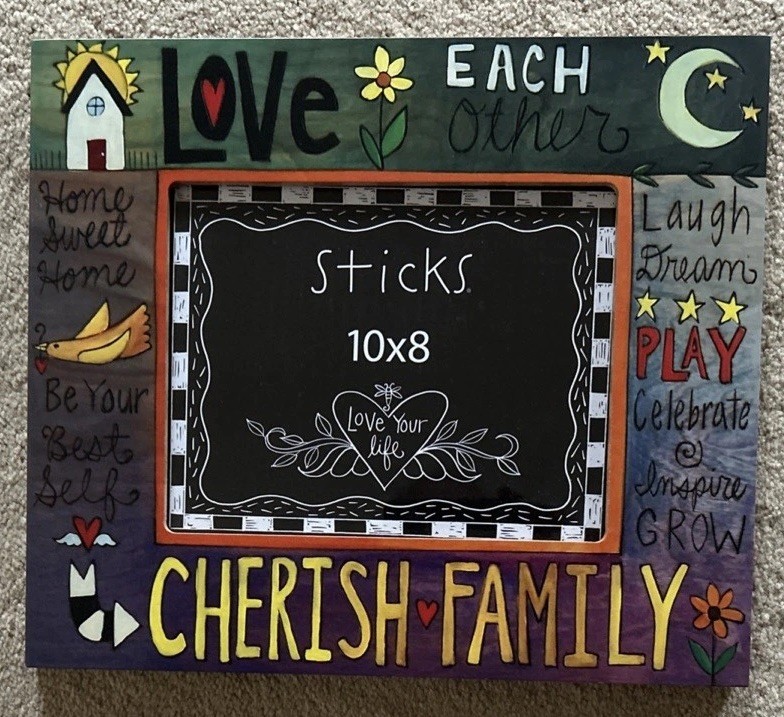 STICKS Sarah Grant “Love Your Life” Wooden Carved Picture Frame 15.5″ x 13.5”