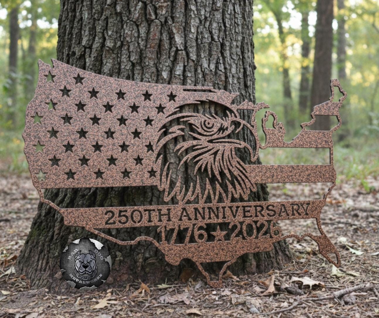 USA 250th Anniversary Metal Sign Patriotic Eagle 1776-2026 Wall Decor