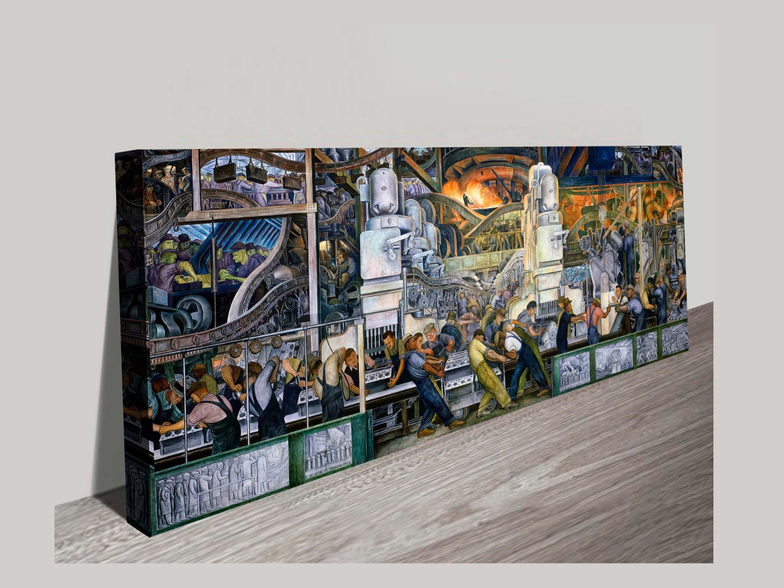 Diego Rivera, Detroit Industry, South Wall, Narrow Horizontal Wall Art Large Art