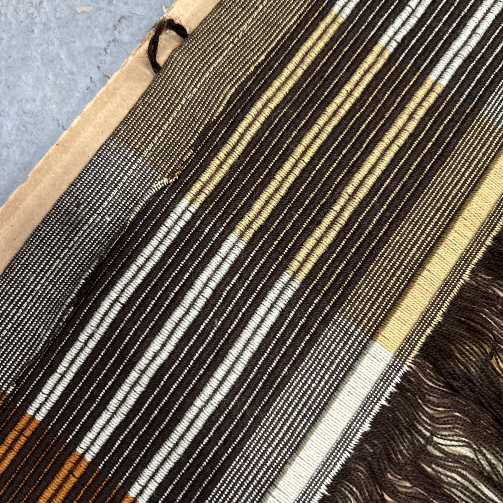 Woven Yarn Wall Hanging Tapestry Geometric Stripes Fringe 46.5”x28”