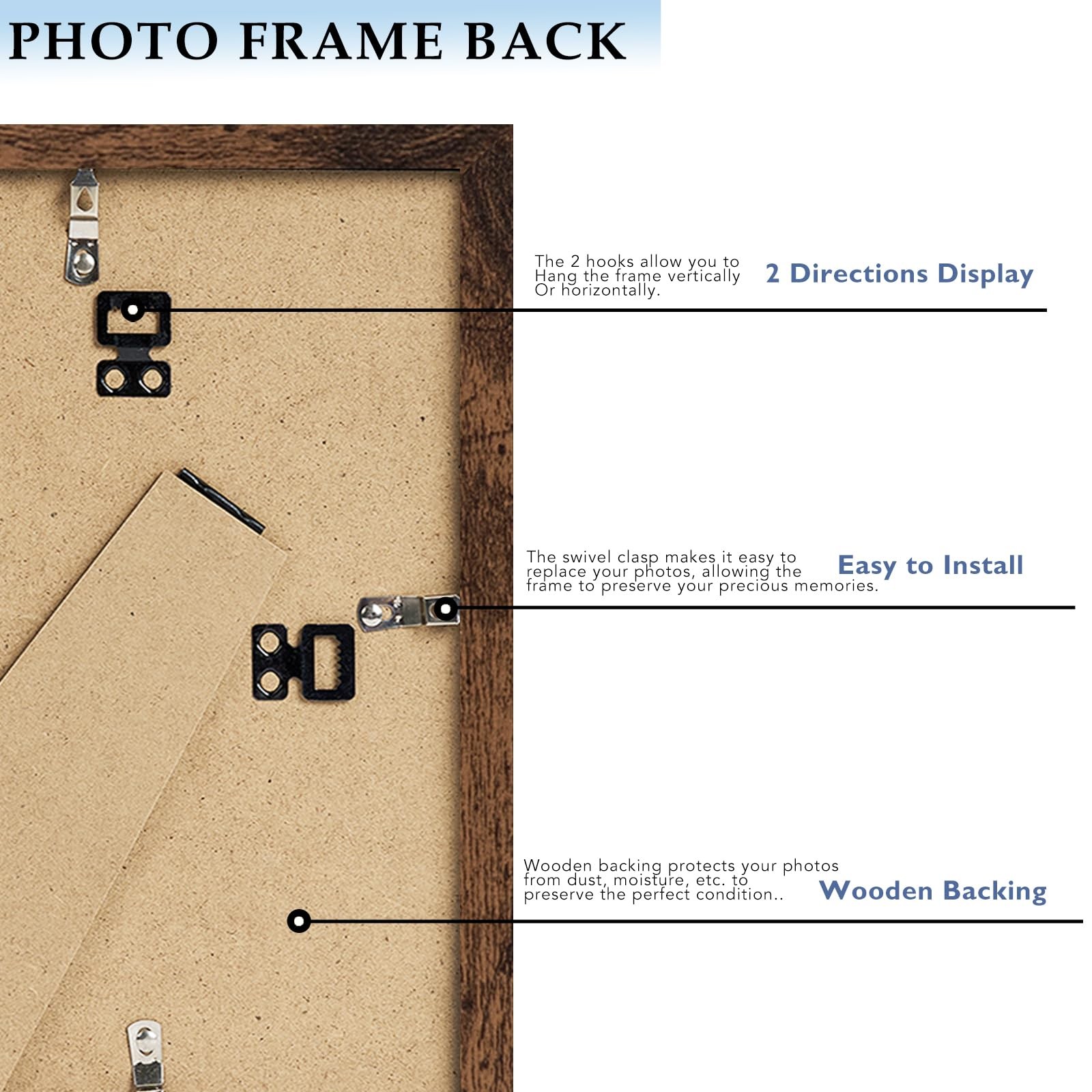 QOTIB 5×5 Picture Frame Deep Brown for Wall Hanging or Tabletop, Wood 5 x 5 F…