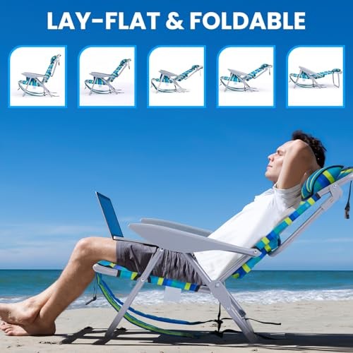 2 Pack Lightweight Portable Camping Beach Chair for Adults, Outdoor Lay Flat