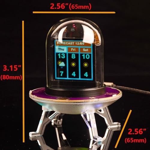 UFO WiFi-Synced Nixie Tube Digital Alarm Clock with IPS Screen,RGB