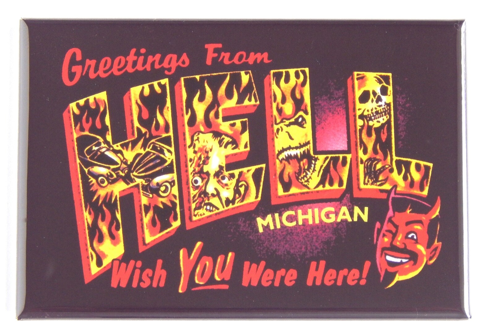 Greetings from Hell Michigan FRIDGE MAGNET travel souvenir “style A”