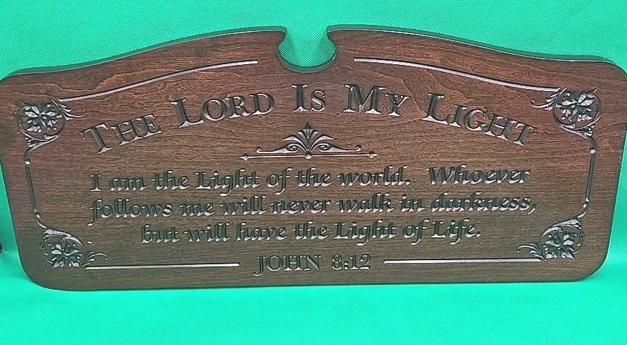 Cherry Wood P. Graham Dunn Sign Wall Plaque 20×9″ John 8:12 Engraved Religious
