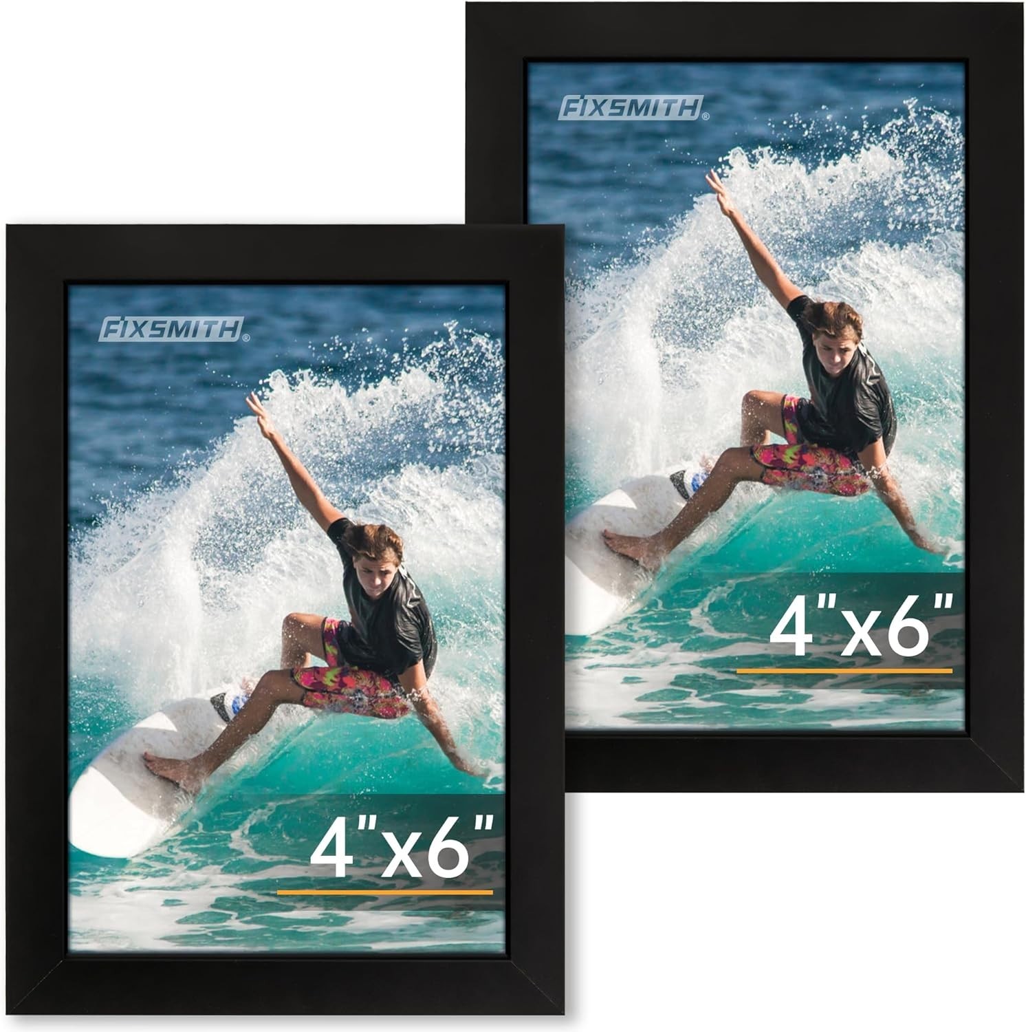 4″x6″ Black Picture Frames Set MDF Wall or Tabletop Display Frames Set of 2