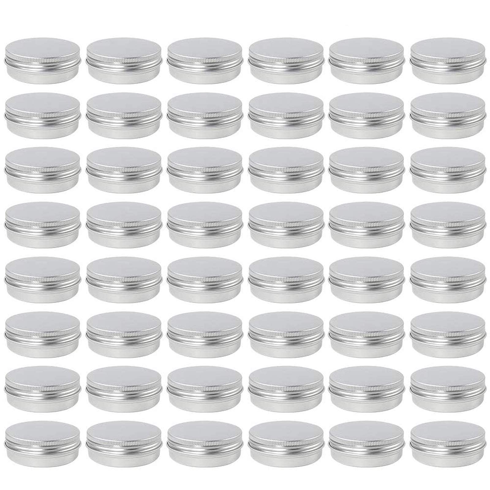 Moretoes 48 Pack 2 Oz Metal Round Tins Aluminum 48 Count (Pack of 1), Silver