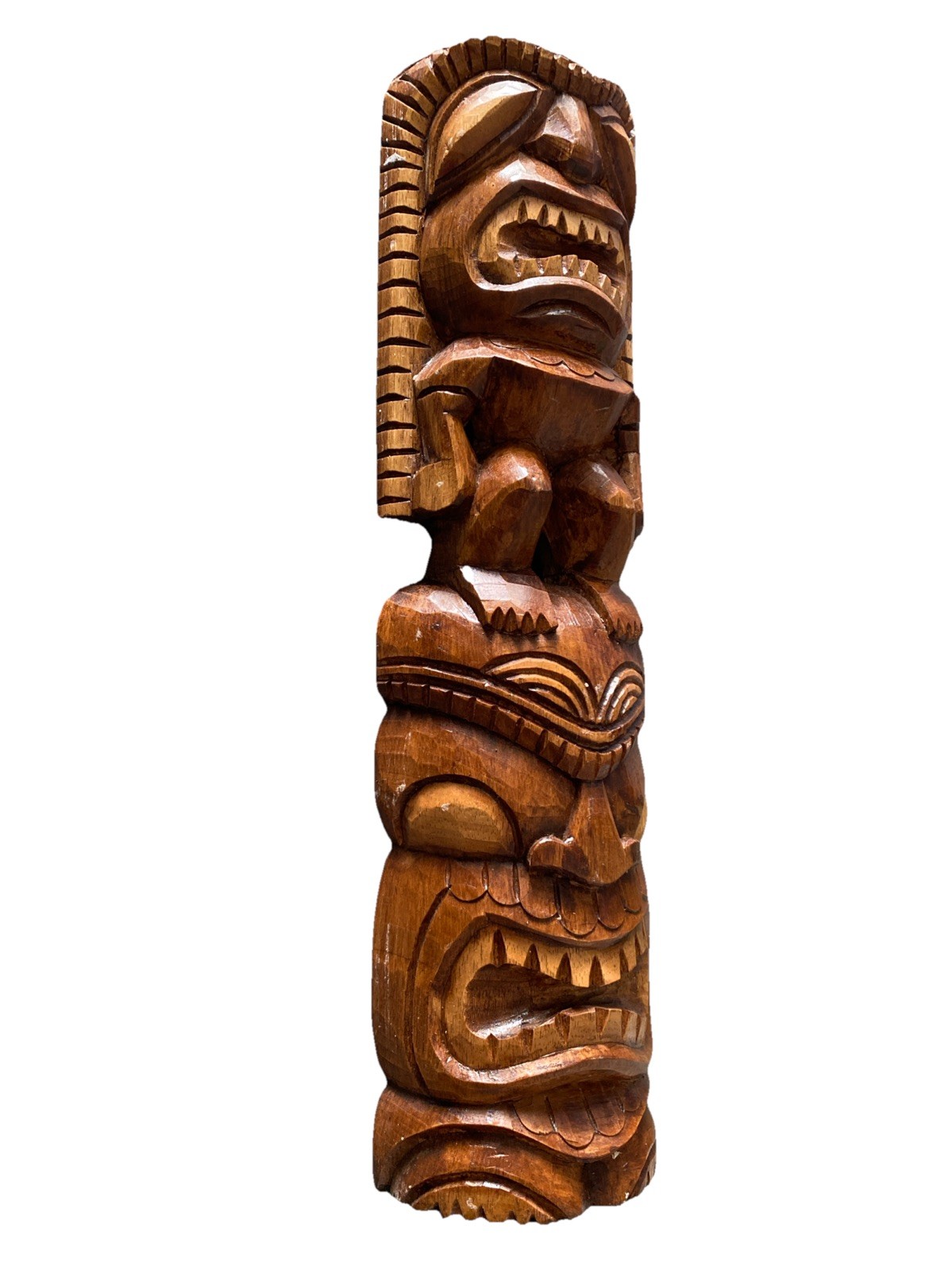 24 ” TIKI TOTEM MASK WALL HANGER WOOD TIKI BAR HANGING WOOD ART
