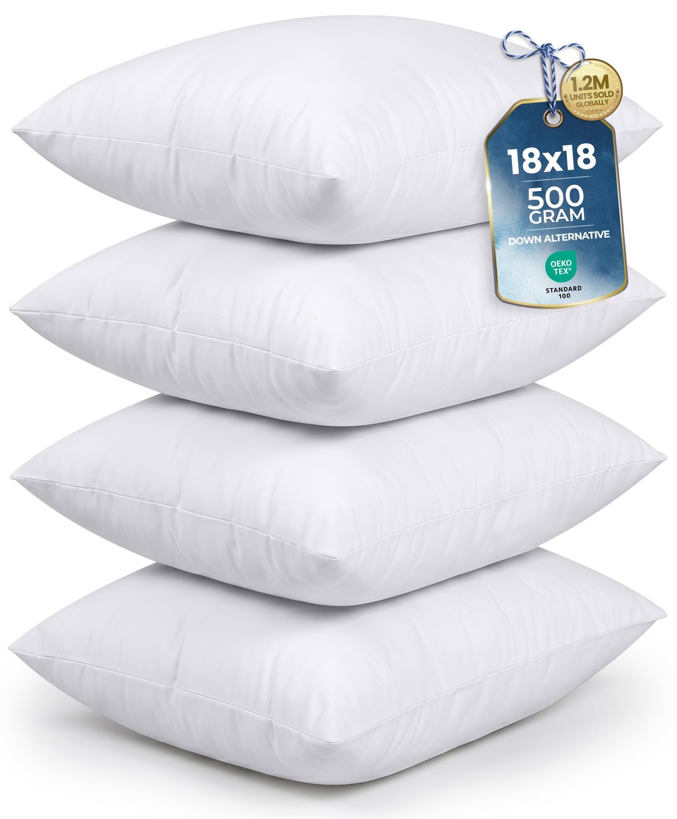 Utopia Bedding Throw Pillows (Set of 4, White) – 18 x 18 18×18 Inch, White