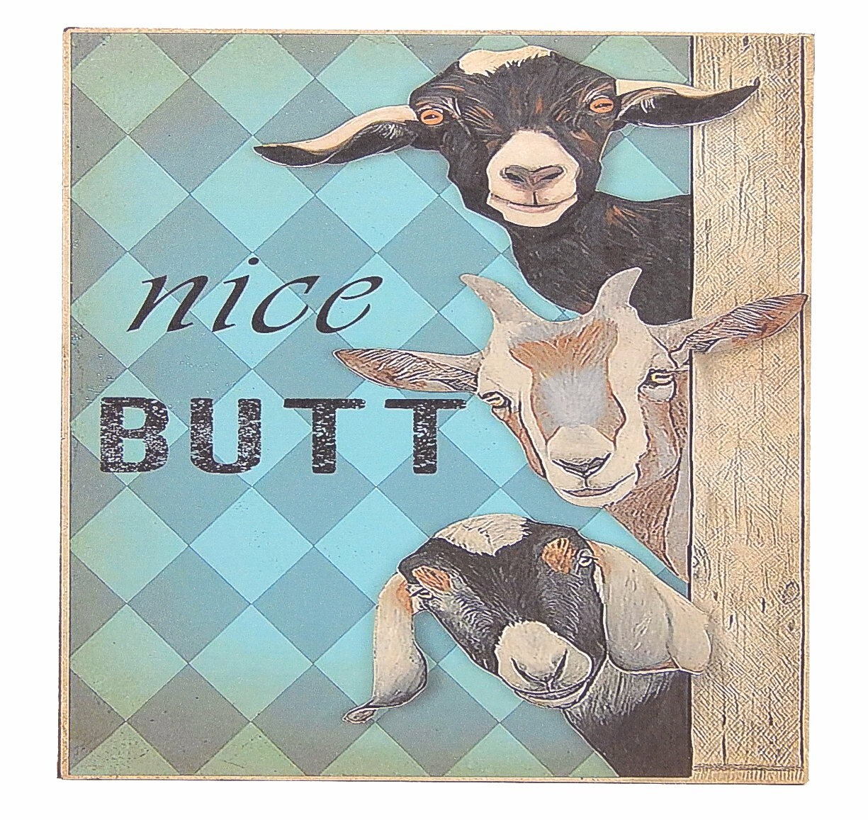 Nice Butt Funny Toilet Bathroom Restroom Sign Shelf Sitter Wall Art Print 5 x 5″