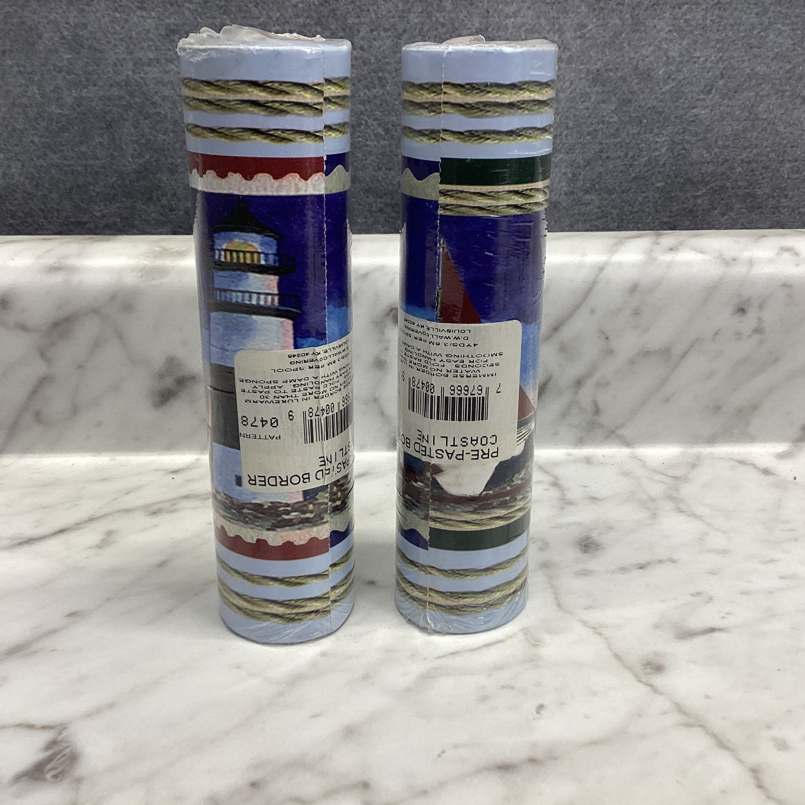 2 Rolls D.W. Wall Covering Pre-Pasted Border Coastline Lighthouse Nautical Decor