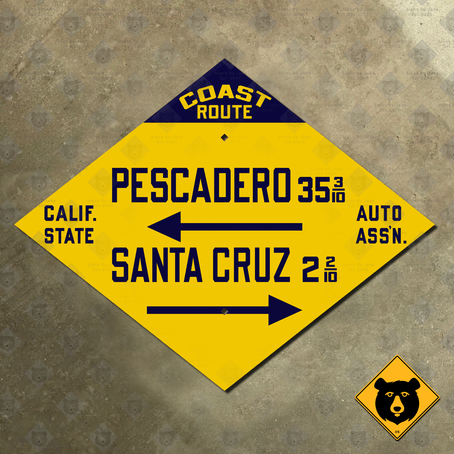 Pescadero Santa Cruz California CSAA highway road sign AAA Coast Route 17×13