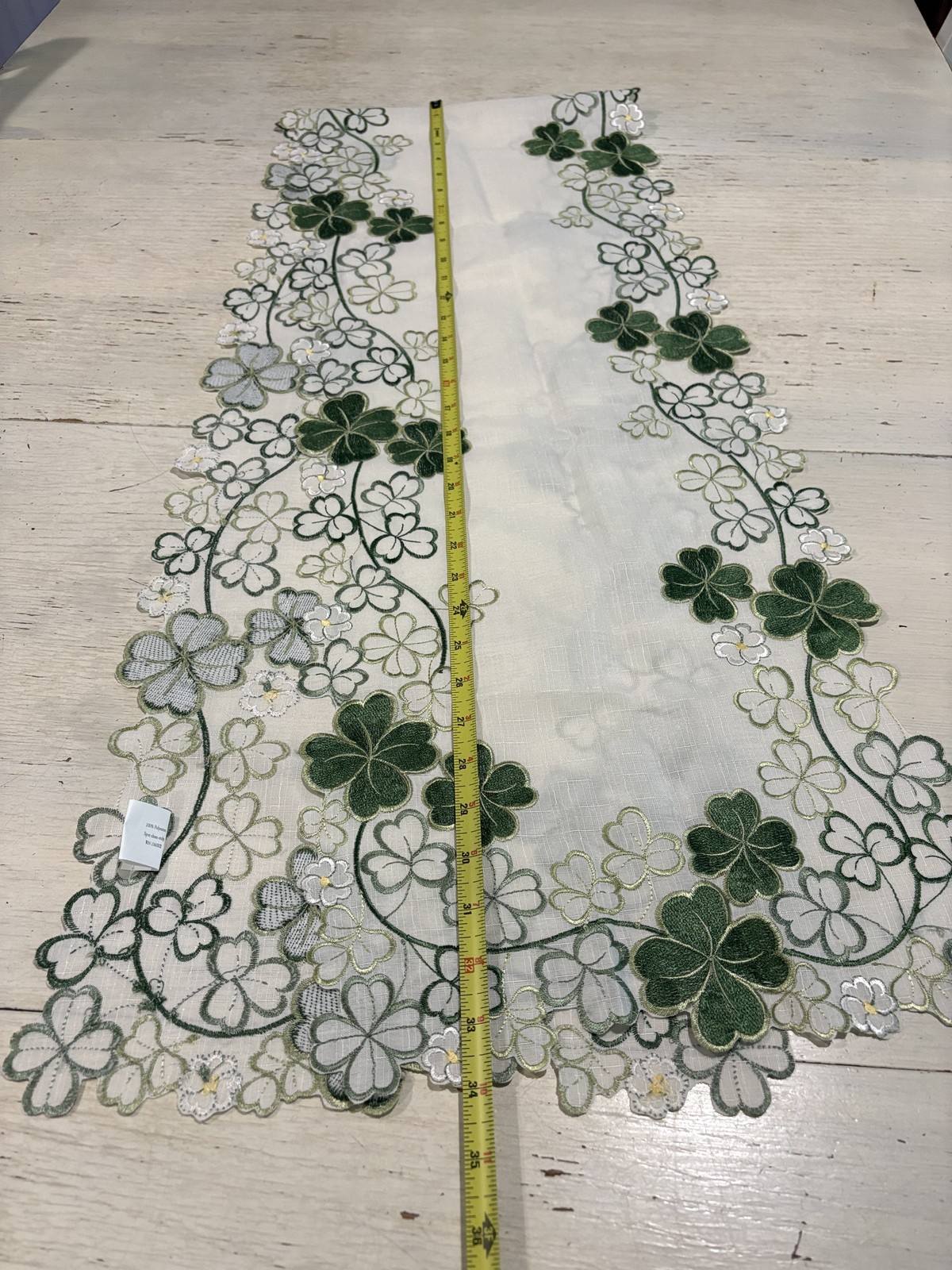 Ridgefield Home Table Runner Shamrock Embroidered Clover Decor 70in St Patrick’s
