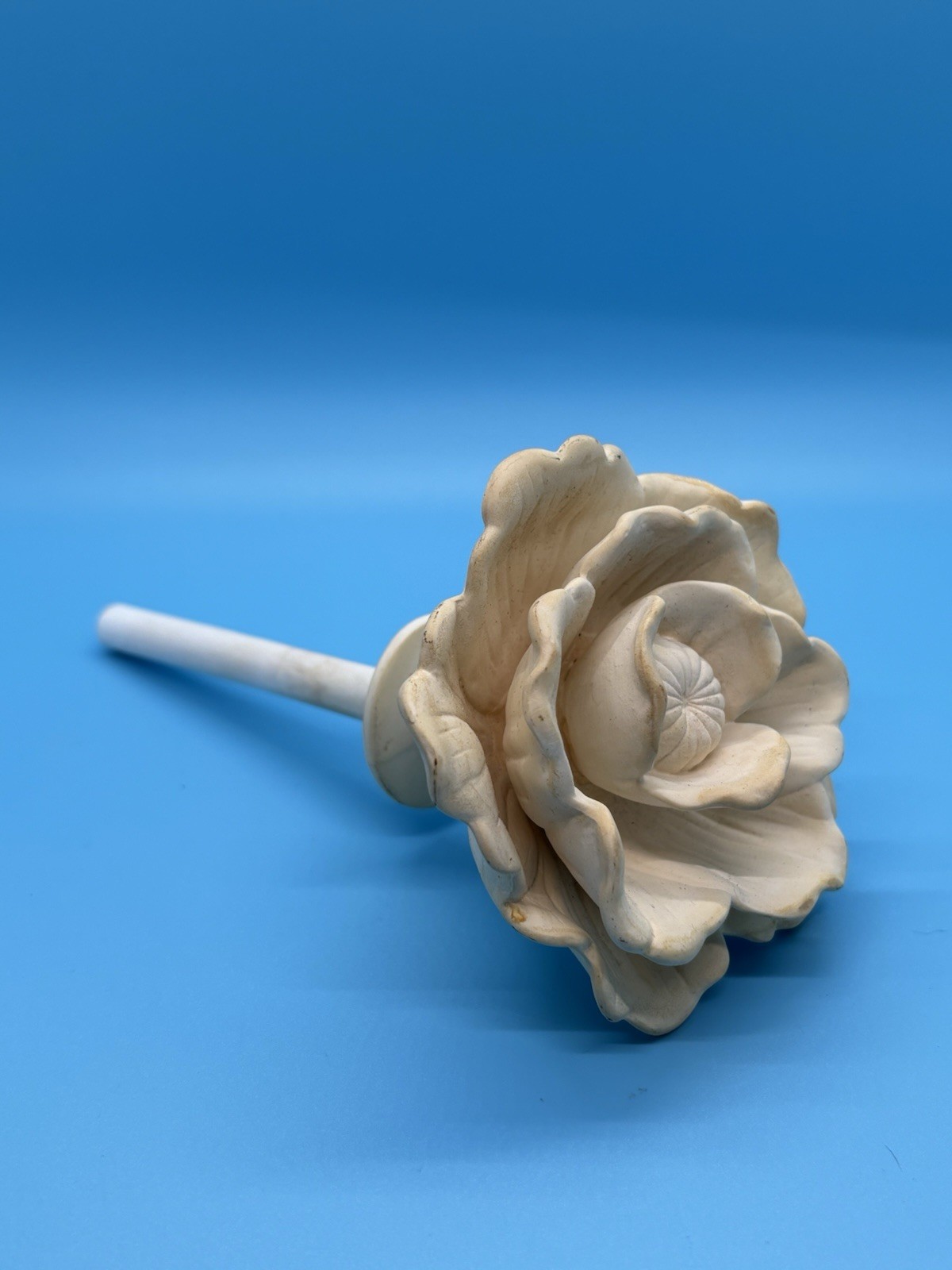 Vintage Ceramic Porcelain White Flower Rose Stem