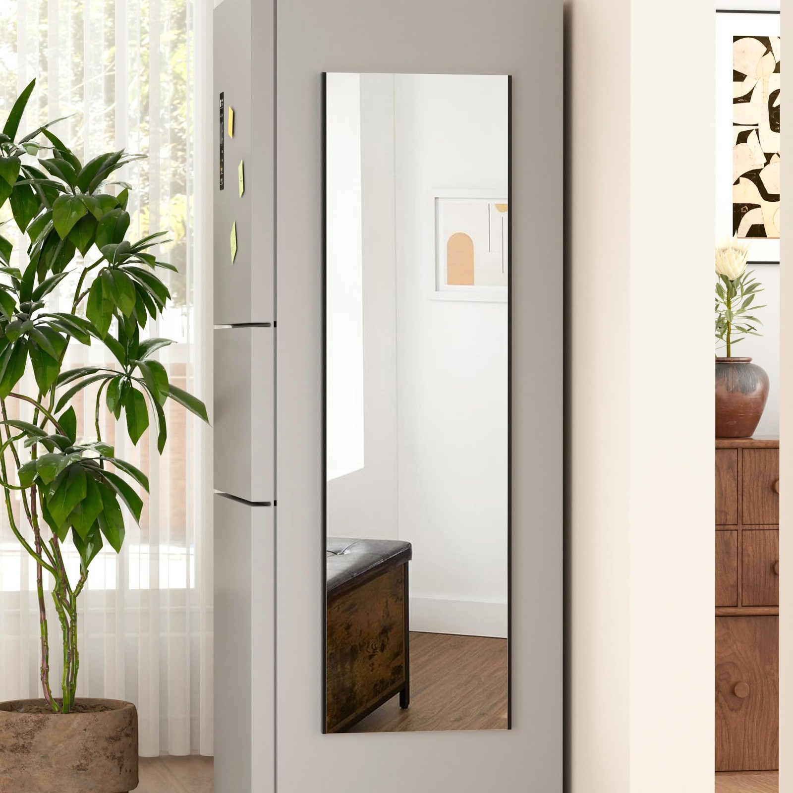 Magnetic No Drilling NanoMirror Non-Glass Wall Mirror, Ultra Lightweight, 55″…