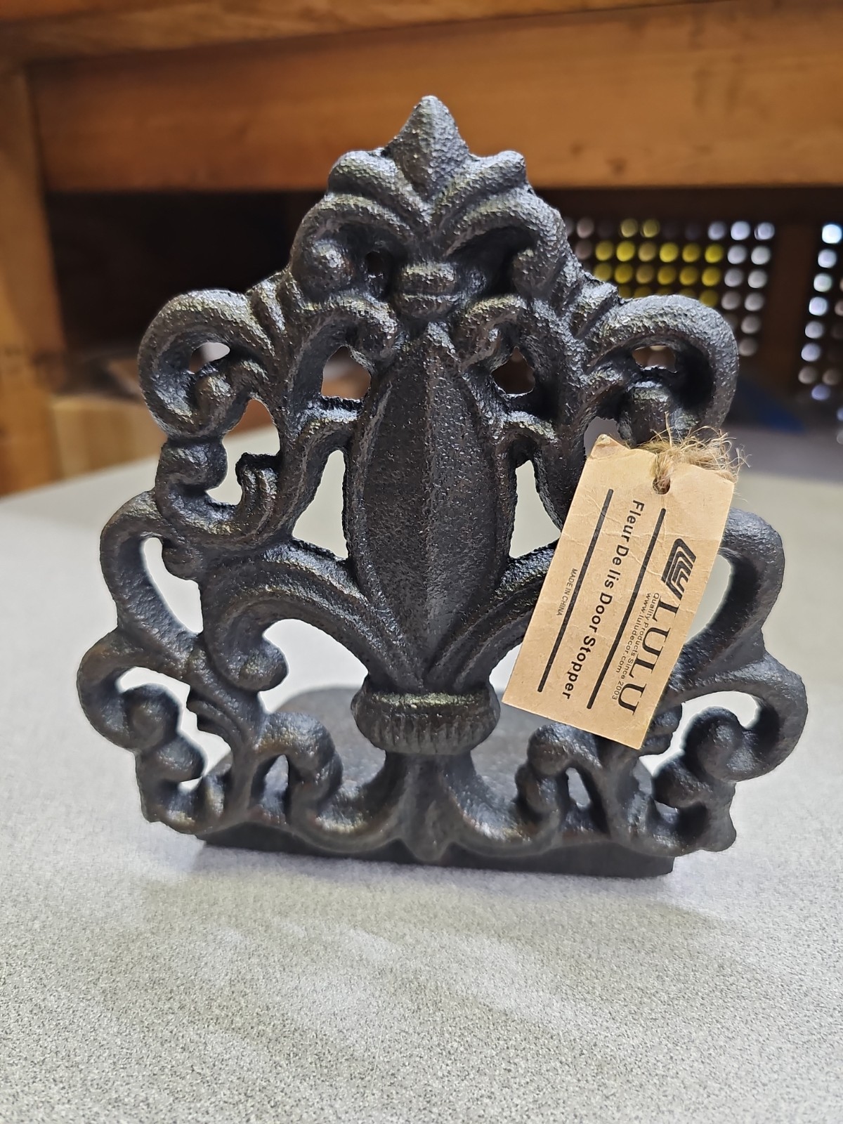 Lulu Decor Cast Iron Fleur De Lis Door Stop 2 Lbs Door Stopper Antique Black