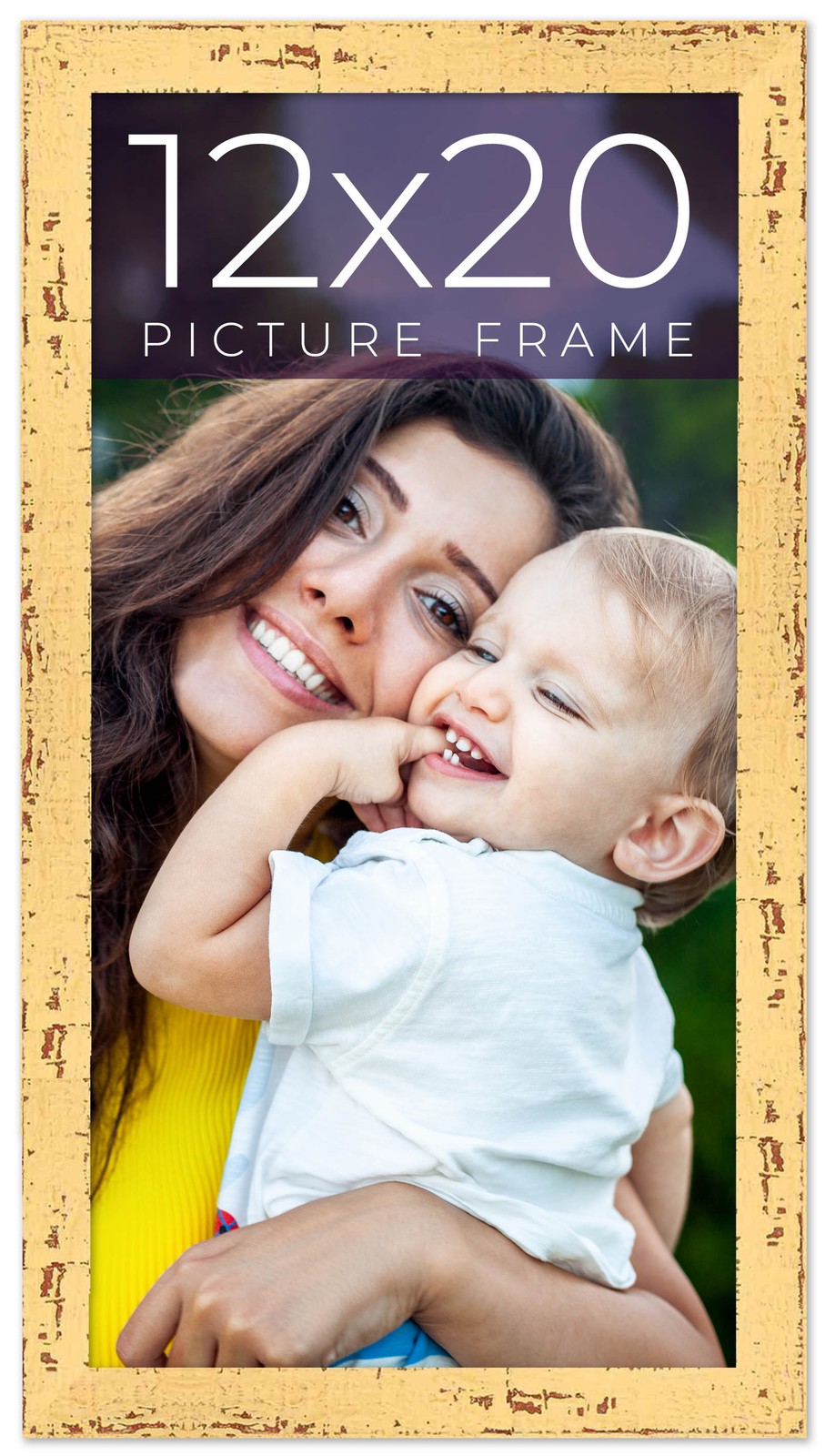 12×20 Frame Yellow Real Wood Picture Frame Width 1.25 inches | Interior Frame De