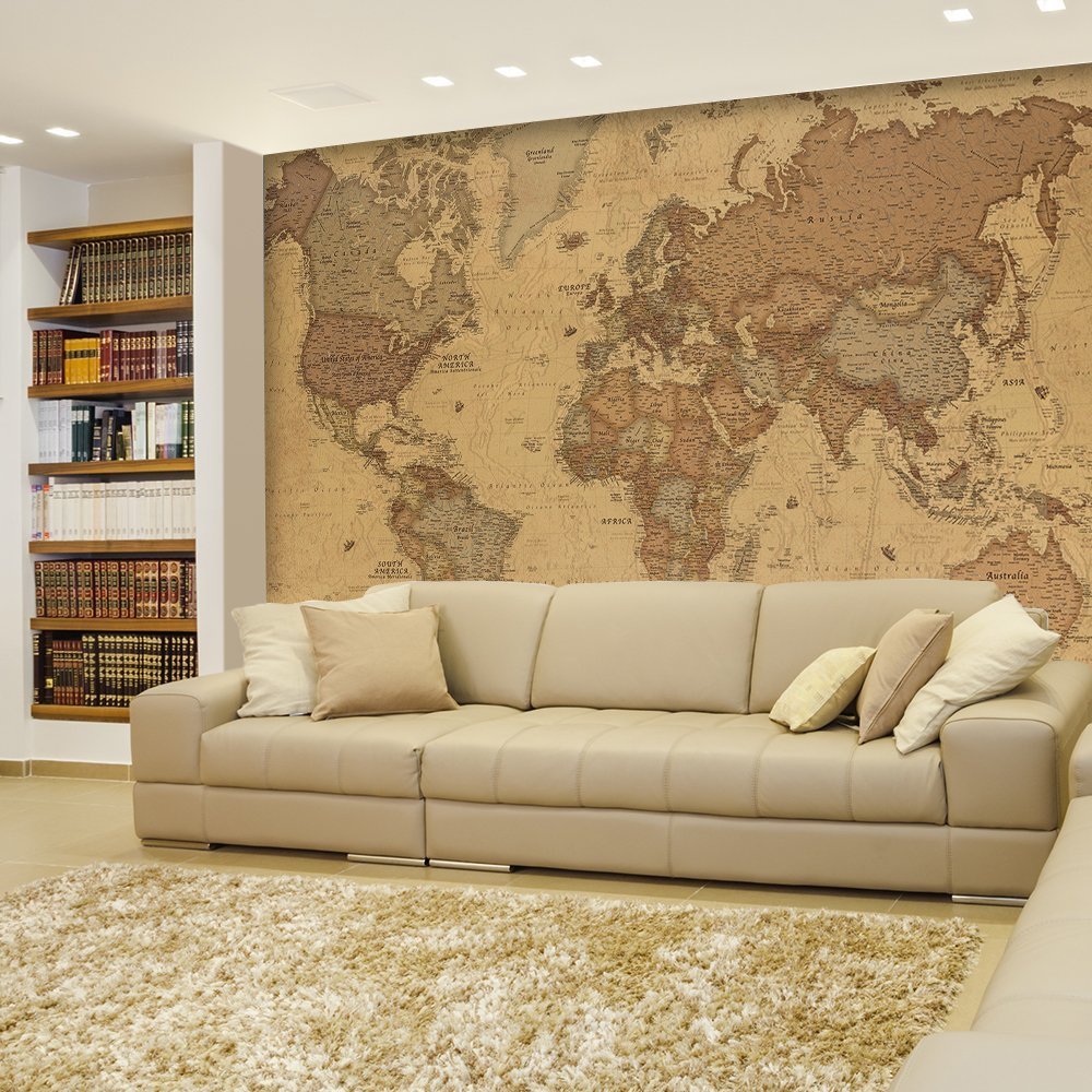 Wall26Â® – Antique Monochrome Vintage Political World Map – Wall Mural- 100×144
