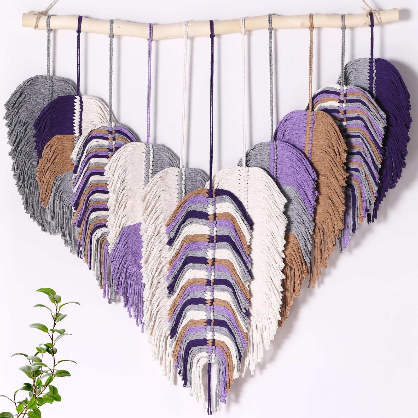 Large Macrame Wall Hanging, Boho Chic Macrame Wall Decor, Bohemian Leaf Feath…